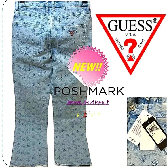 BRAND NEW!!! Women's 1981 Eyelet-Embroidered Straight-Leg Jeans 26 - Picture 1 of 12